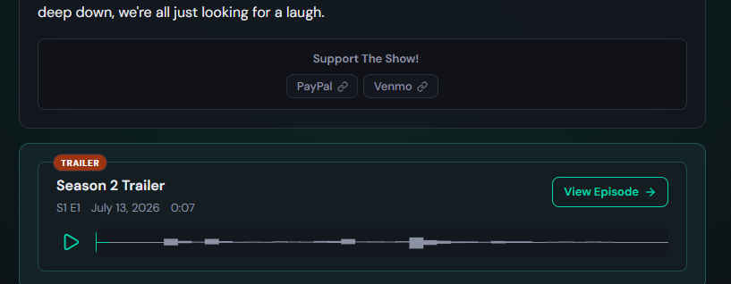 Support The Show panel on the public feed